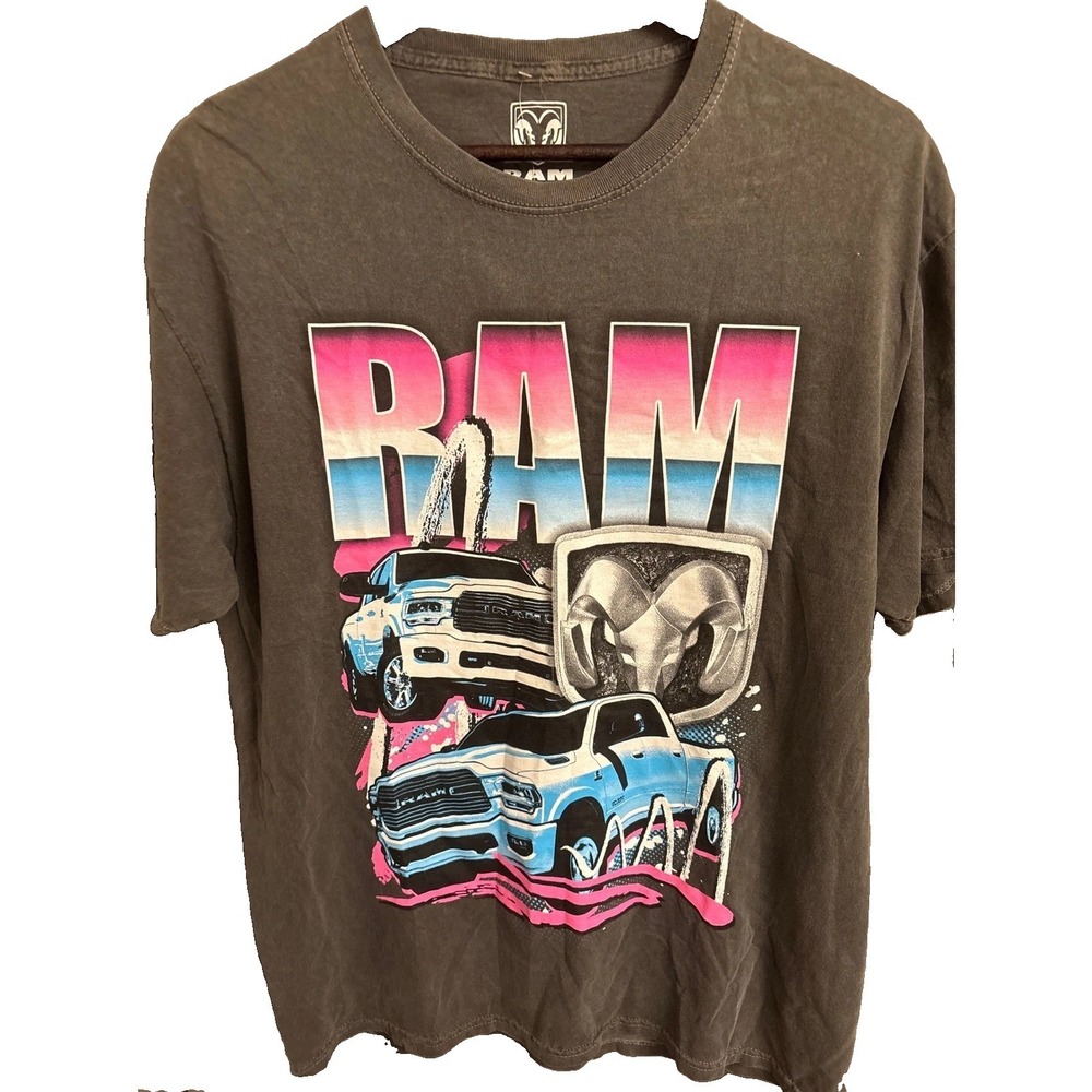 Dodge RAM Truck Graphic T-Shirt Adult 1X Charcoal Grey Vaporwave Retro RMA1380XX